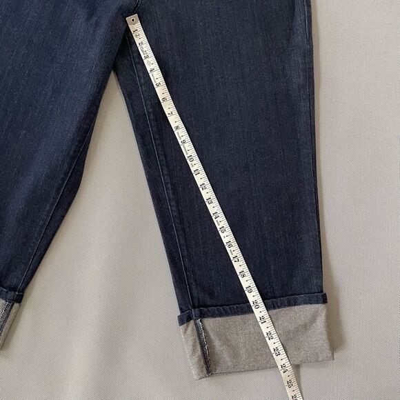 LL Bean Favorite Crop Dark Denim Cuffed Straight Fit Jeans Women’s Size 14 Reg - Picture 4 of 6